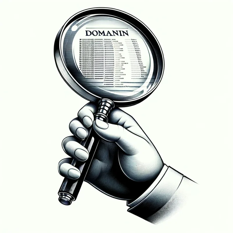 Mano con una lupa sobre información de un dominio