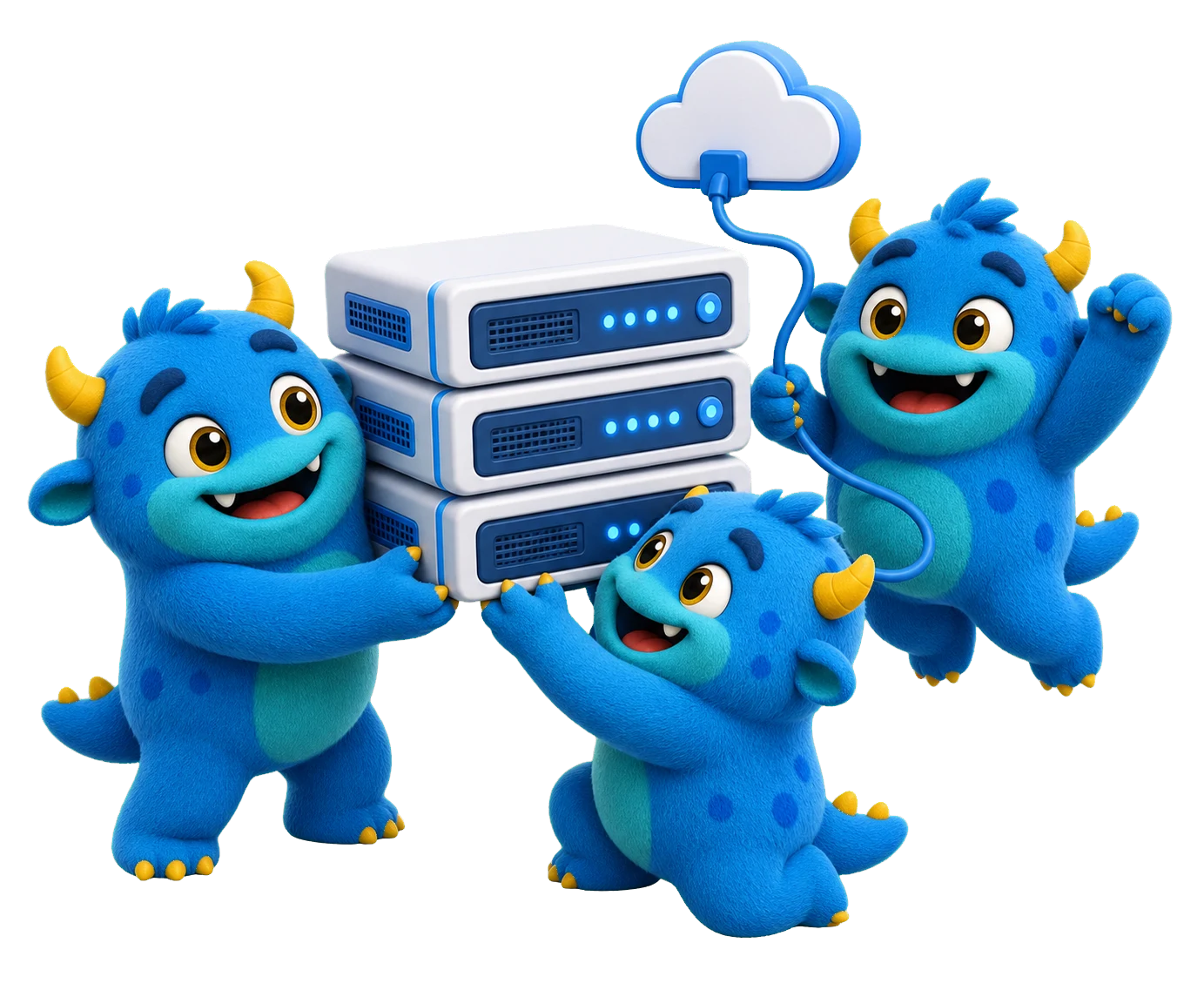 Bastify mascots lifting servers