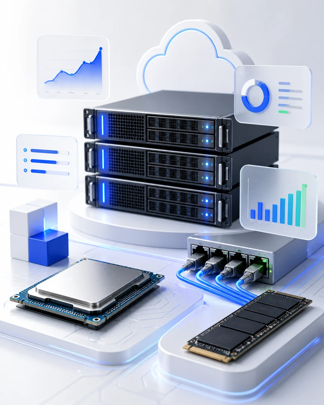 配备 CPU、NVMe 存储和冗余连接的高性能 VPS 服务器